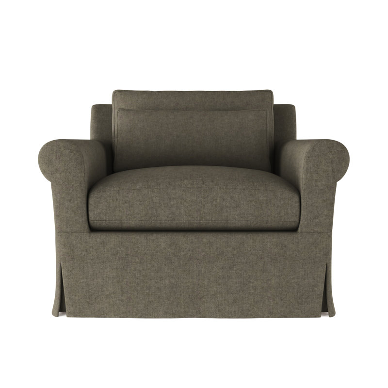 Transitional Chair, 34" H x 40" W x 38" D, Plush Velvet Graphite, Ebony