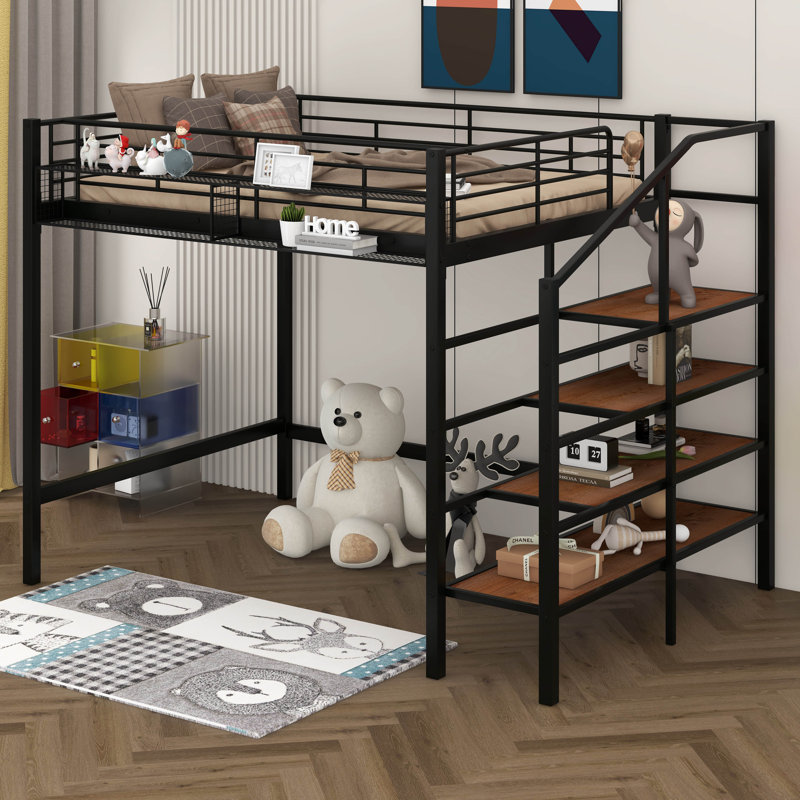Galen Kids Loft Bed, Full, Black