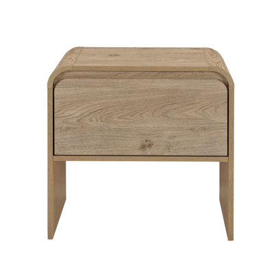 Maria Bedside Table Nightstand, 2 Drawers, Natural Beige Waterfall Edges