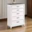 Commode haute 5 tiroirs Woki, 5 tiroirs, bois massif blanc et brun