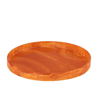 Plateau rond en résine orange Lg