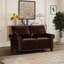 Salon en superbe similicuir bourgogne, fabrication et coussins confortables - couleur des pieds en bois massif brun-603731433