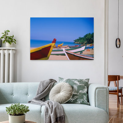 Bateaux sur la plage, Aguadilla, Porto Rico, plage abstraite, art tropical