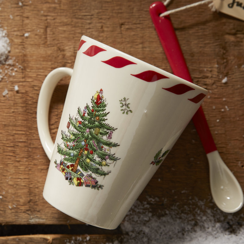 Grande tasse de sapin de Noël avec cuillère 14 oz Spode