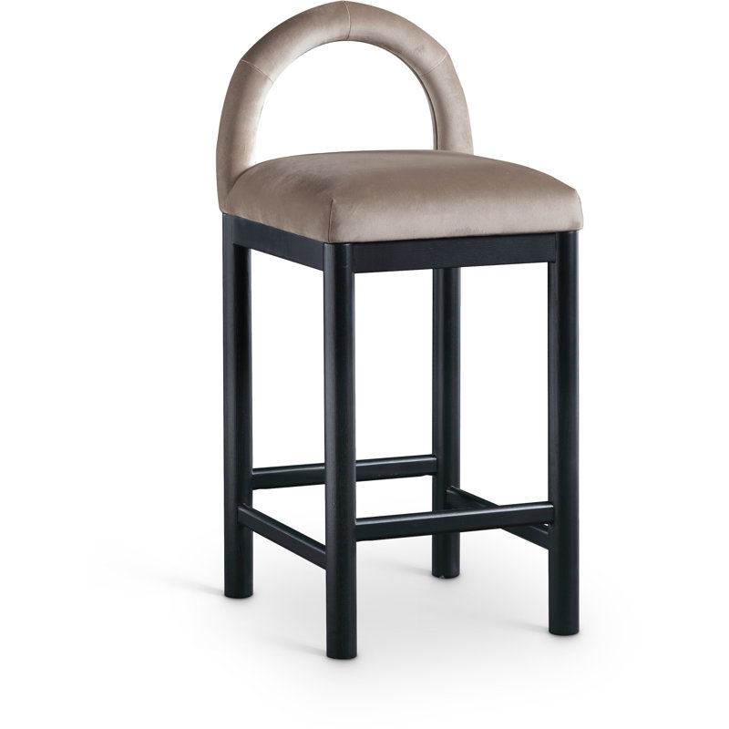 Conrad Letcher Velvet Counter Stool, Taupe Velvet Seat/Black Frame