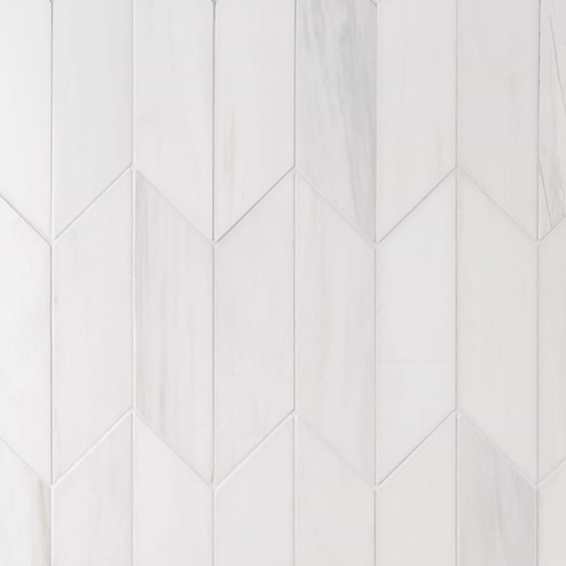 Bianco Dolomite 3x12 Chevron Honed Marble Tile