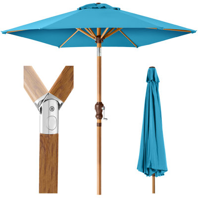  Parasol de marché en acier 10 pi avec manivelle et inclinaison - bleu ciel
