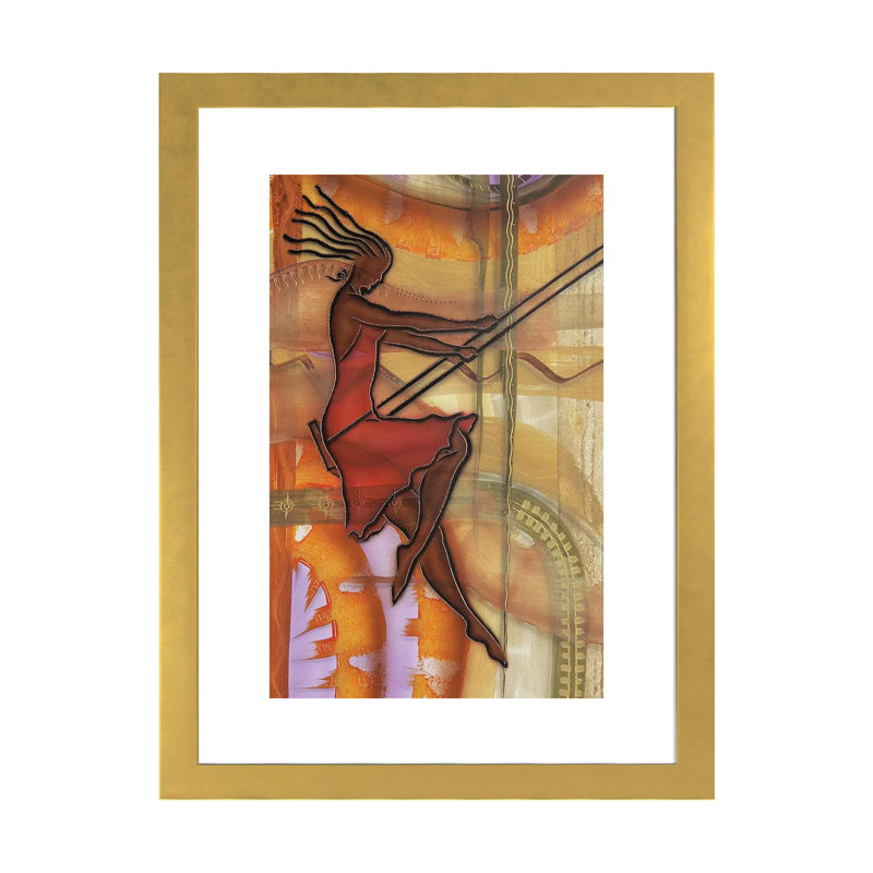 «Carefree» par Fred Odle - impression, Blanc, H 24 po x l 16 po x P 1 po, Papier encadré doré