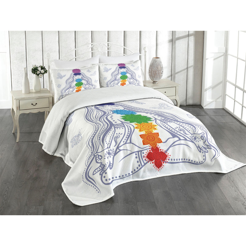 Ambesonne Peace Bedspread Yoga, King Bedspread + 2 Standard Shams