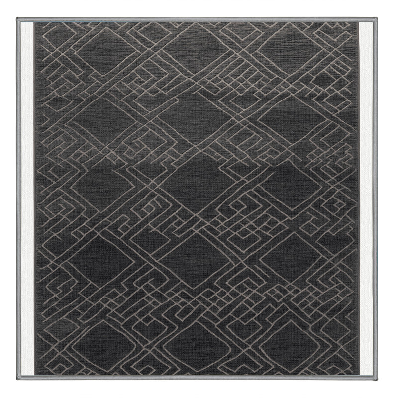 Tapis gris en treillis lavable à la machine, Carré 3 pi