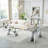 70.08" Glass Top Metal Base Dining Table-105704505