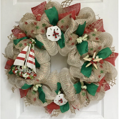 Couronne de Noël avec voilier et coquillages
