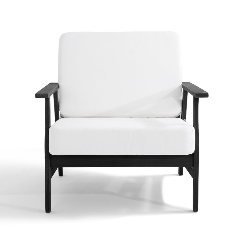 Chaises longues d'extérieur en bois de teck massif avec coussins Montelongo, Beige, Noir