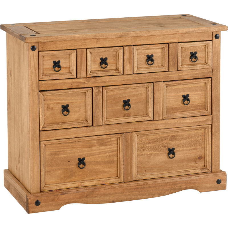 Castillon 9 Drawer 101Cm W Solid Wood Mini Chest