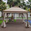 Pavillon de jardin 11 pi x 11 pi avec filet à fermeture à glissière amovible, structure antirouille pour l'eau, protégé pour la cour arrière, auvent escamotable d'exposition 11 pi x 11 pi Filet de protection en filet. Fabrication en acier. . Pour le patio. Café