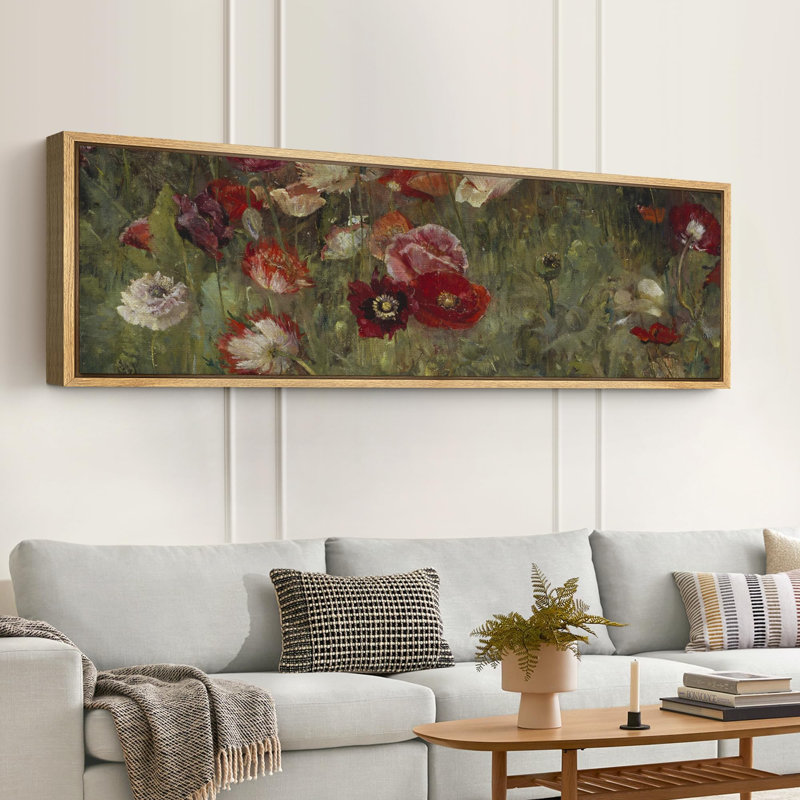 Champ de fleurs vibrantes, art moderne, H 20 po x l 60 po, Naturel