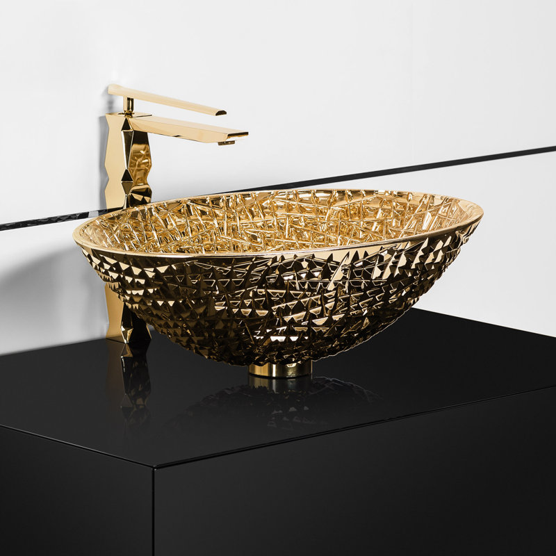 Diamante 20.8'' L Bathroom Sink, Gold
