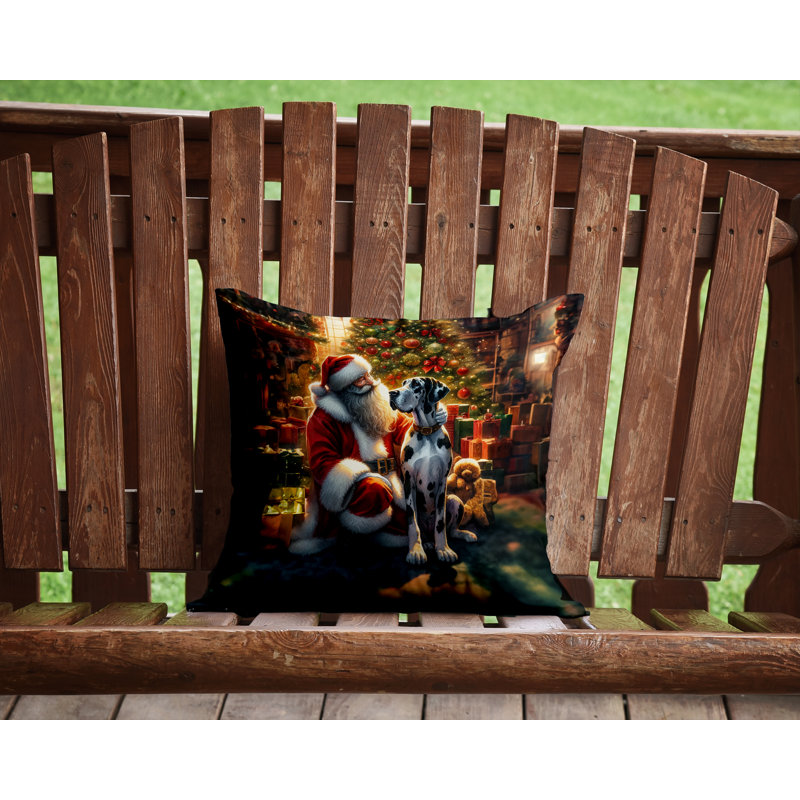Coussin Great Dane and Santa Claus, H 14 po x l 14 po