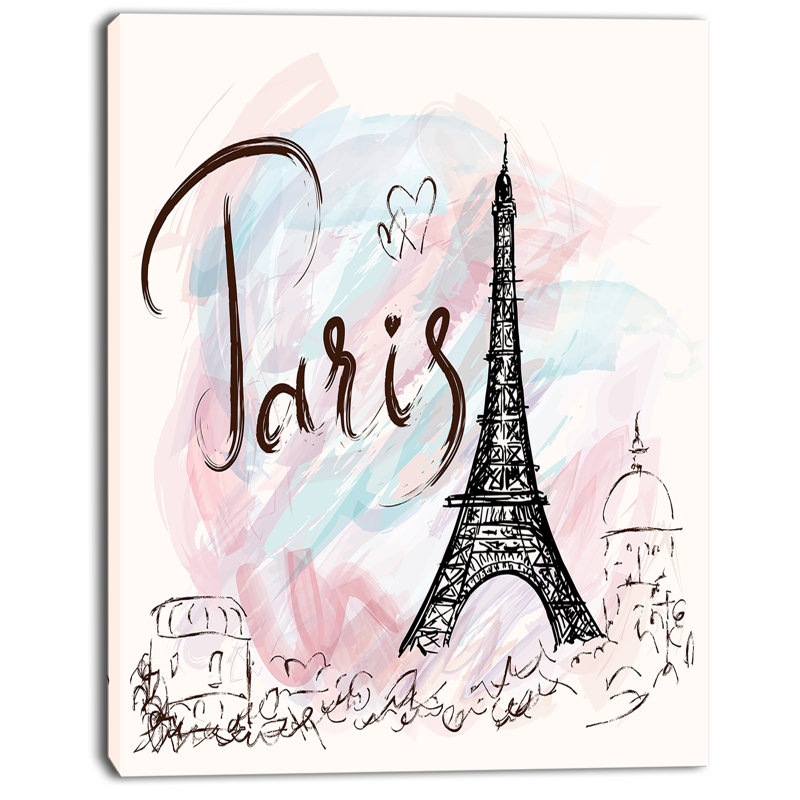 « illustration avec une tour eiffel », impression sur toile, H 20 po x l 12 po x P 1po, Toile tendue