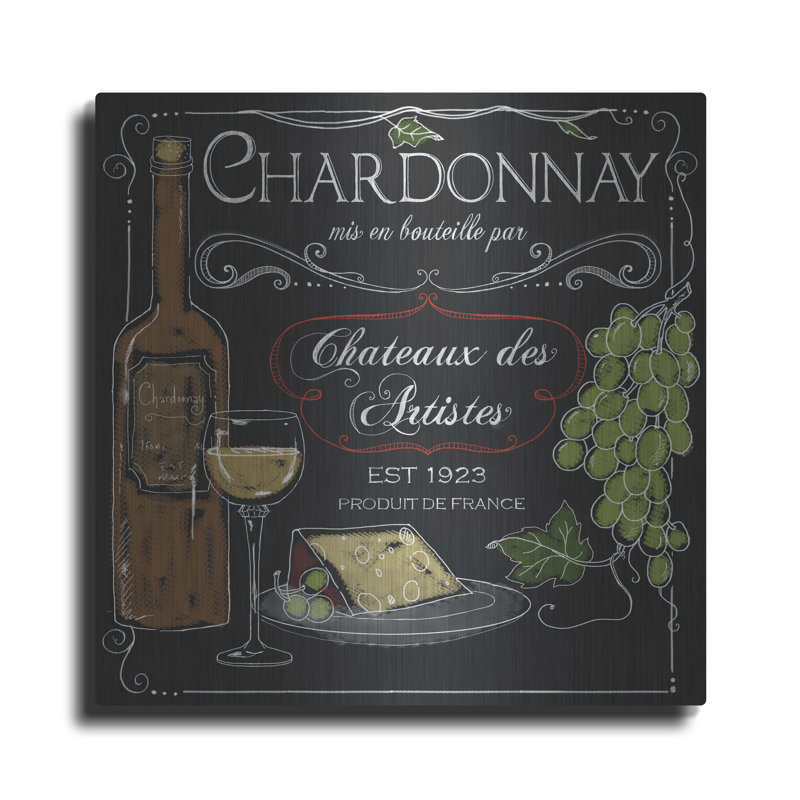  «Wine Chalkboard 4» par Fiona Stokes-Gilbert, art mural en métal, H 12 po x l 12 po