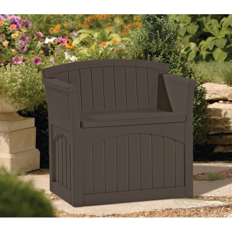 Water-Resistant Resin Outdoor Garden Bench with 31 Gallon Storage Seat, Dark Brown