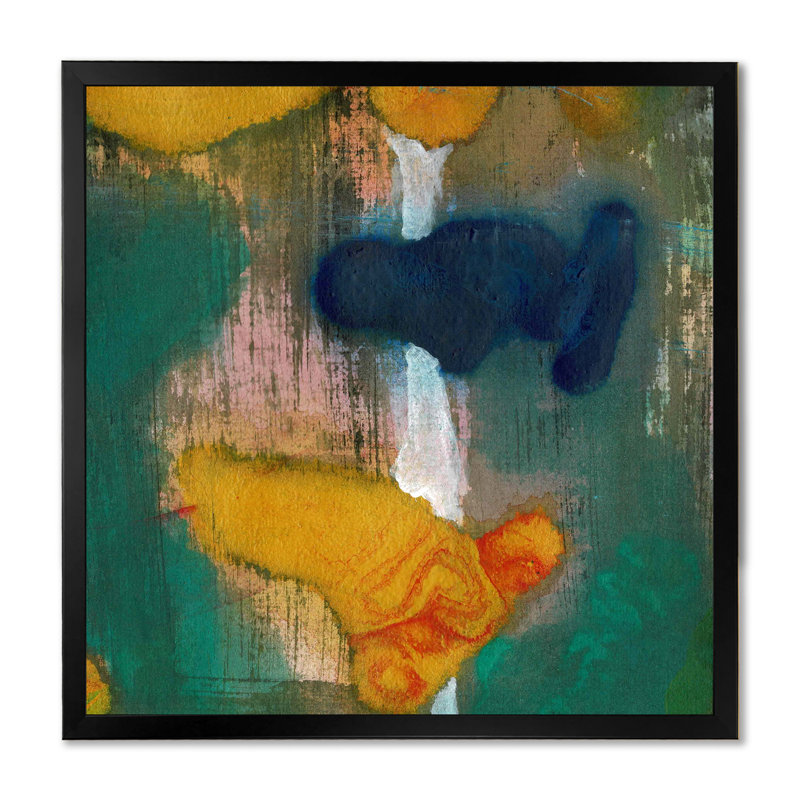 Tracés de peinture dans l'ombre du vert II - Peinture, H 30 po x l 30 po, Cadre photo noir