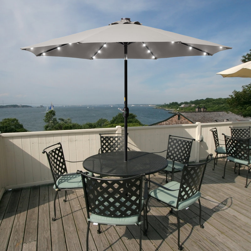 Daarina 108'' Lighted Market Umbrella, Grey