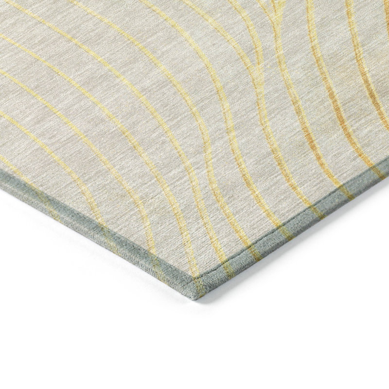 Tapis doré intérieur / extérieur lavable à la machine Xhevrie, Tapis de couloir 2 pi 3 po x 7 pi 6 po