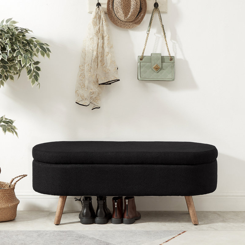 Banc de rangement avec repose-pieds Luxury, Noir