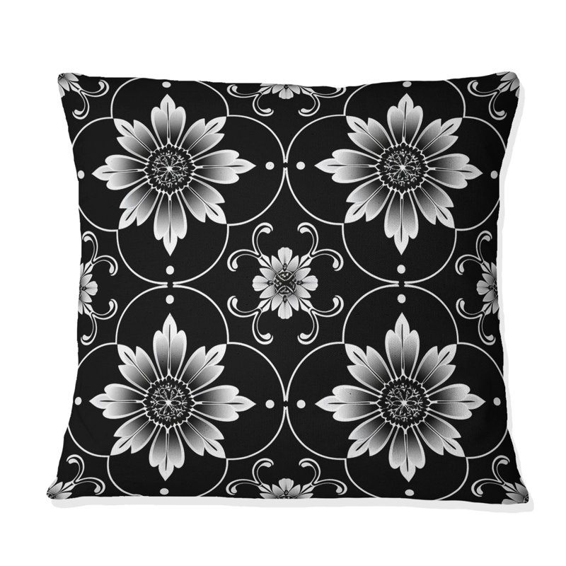 Coussin Mid-Century noir et blanc quadrilobe Mid-Century, H 18 po x l 18 po