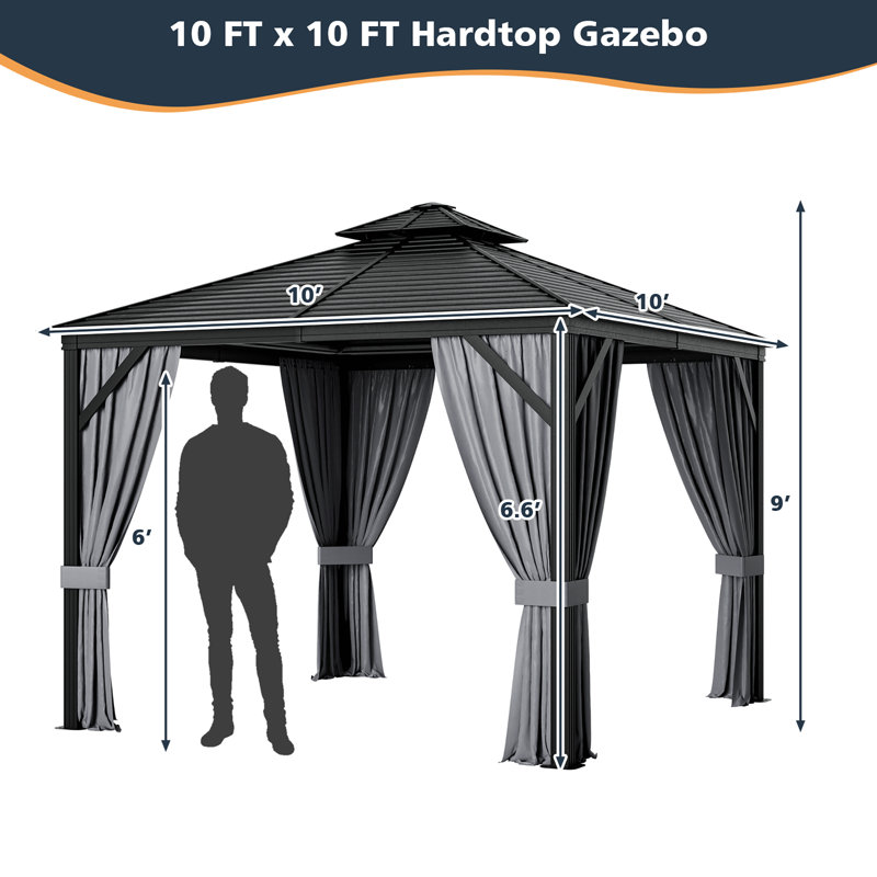 10 Ft. W x 10 Ft. D Steel Gazebo