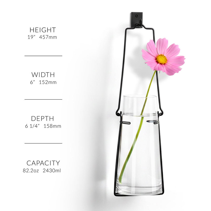 Vase murale en verre lanterne suspendue 19"