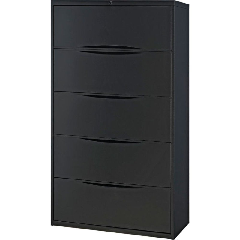 Black Steel 5-Drawer Lockable Lateral File Cabinet
