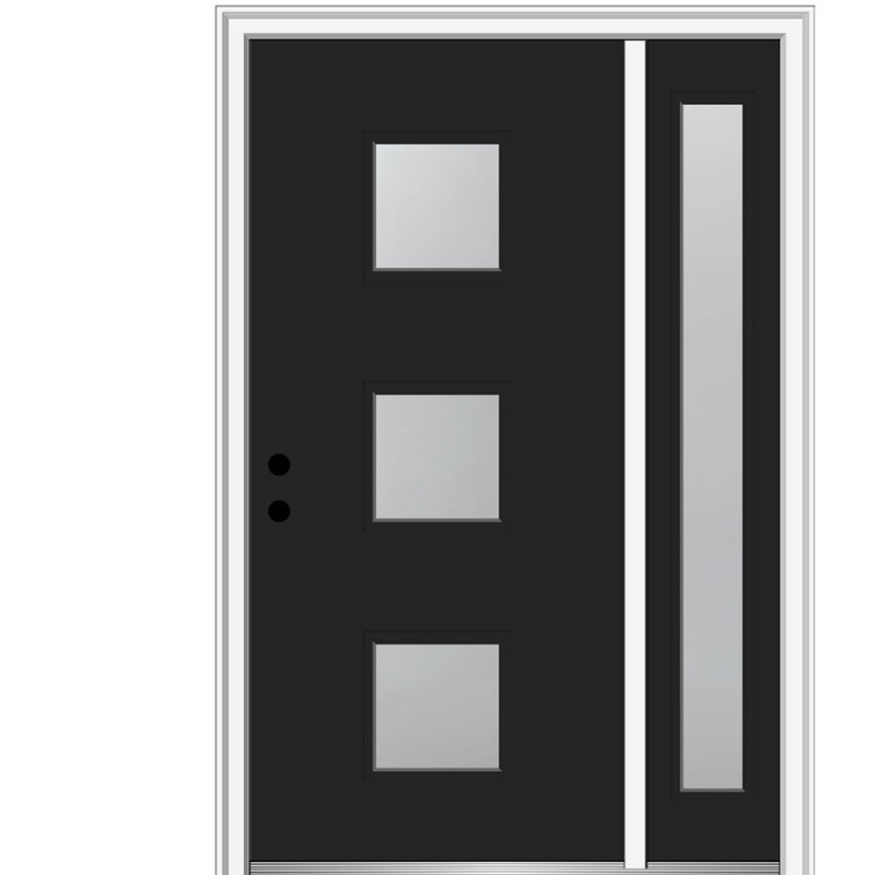 Portes d'entrée pré-suspendues Spotlight, Droite, H 50 po x l 80 po x P 1,75 po, Noir, noir, noir, noir
