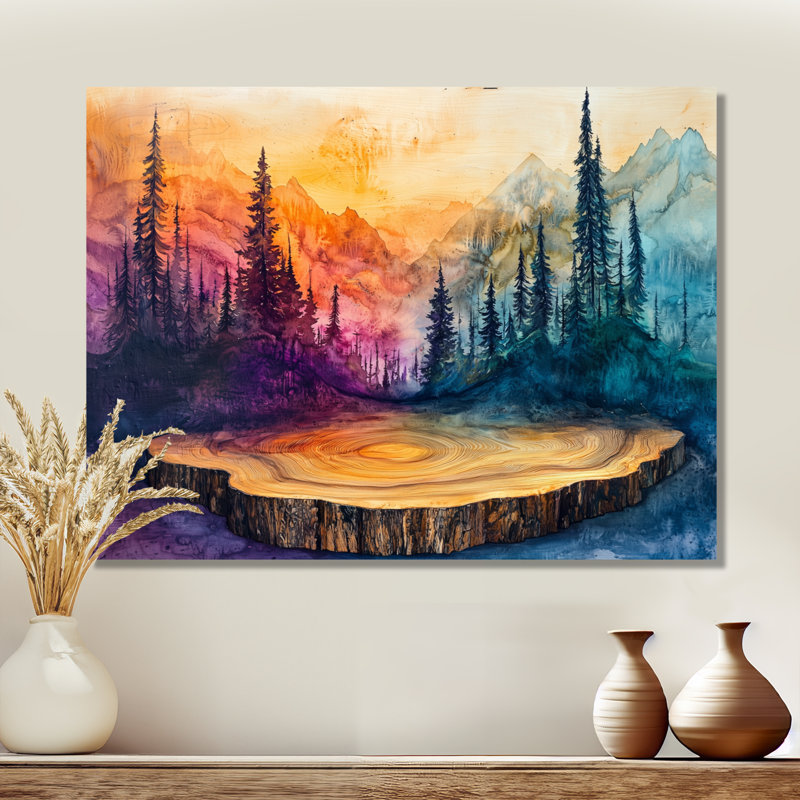 Paysage de l'Alaska sur un plateau en bois - Alaska, impression murale sur métal, H 16 po x l 32 po