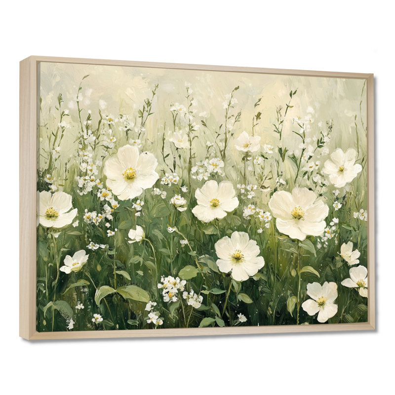 Imca White Wildflower In Spring Bloom II - Art mural de fleurs sauvages pour le salon, H 34 po x l 44 po, Crème, crème