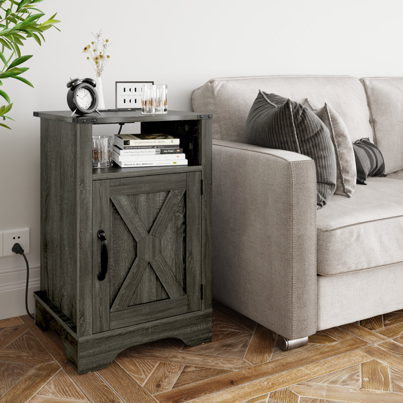 15.75cm W Bedside Table, Grey