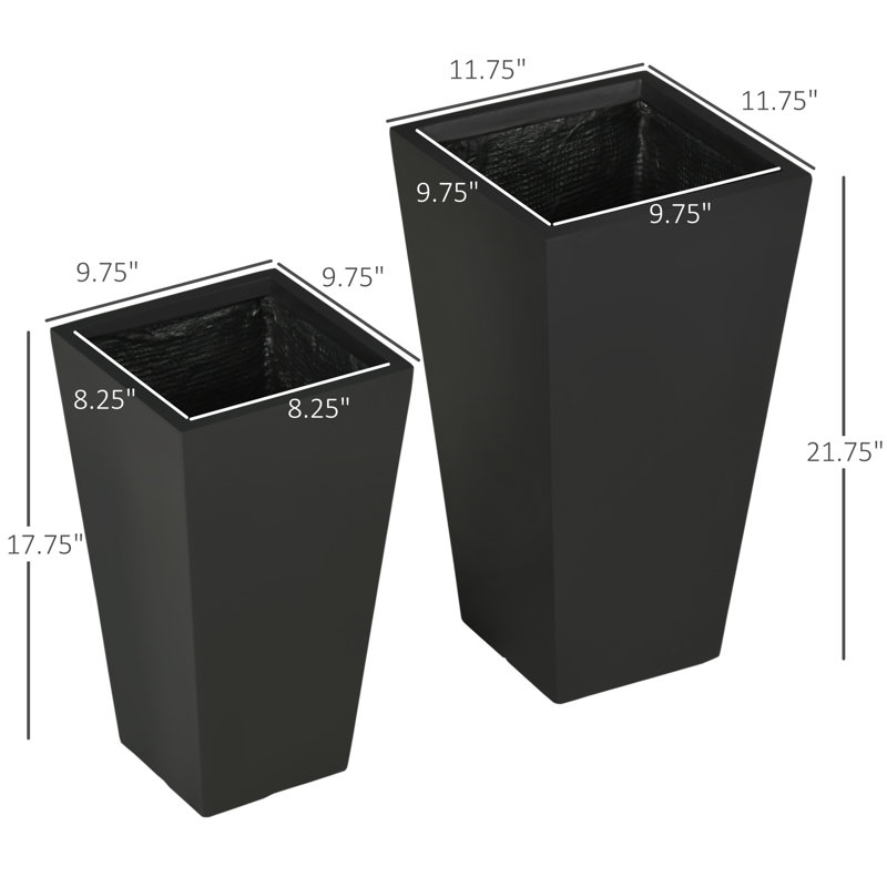 Ensemble de jardinières en oxyde de magnésium durable, conception haute moderne pour patio extérieur
