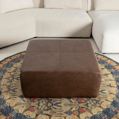 Hartwell 35" Square Genuine Leather Ottoman