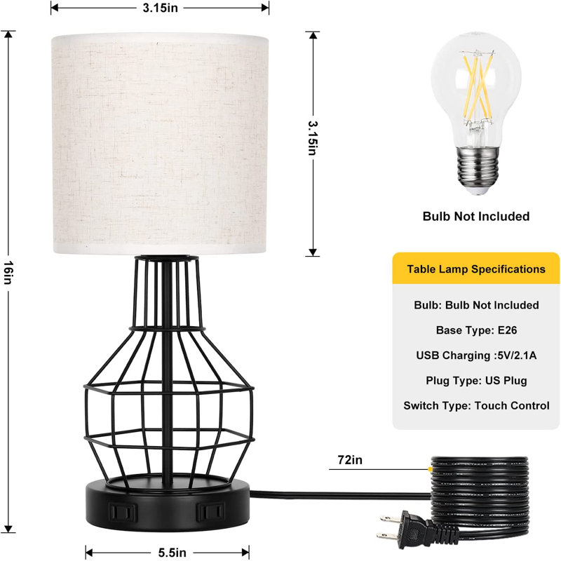Lampe de table USB en métal Dietreich