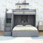 Lit simple superposé au dessus d'un lit double avec garde-robe intégrée, tablettes et escalier de rangement-1389447428