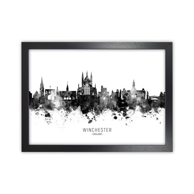 Winchester England Skyline Black White City Name by Michael Tompsett - Print