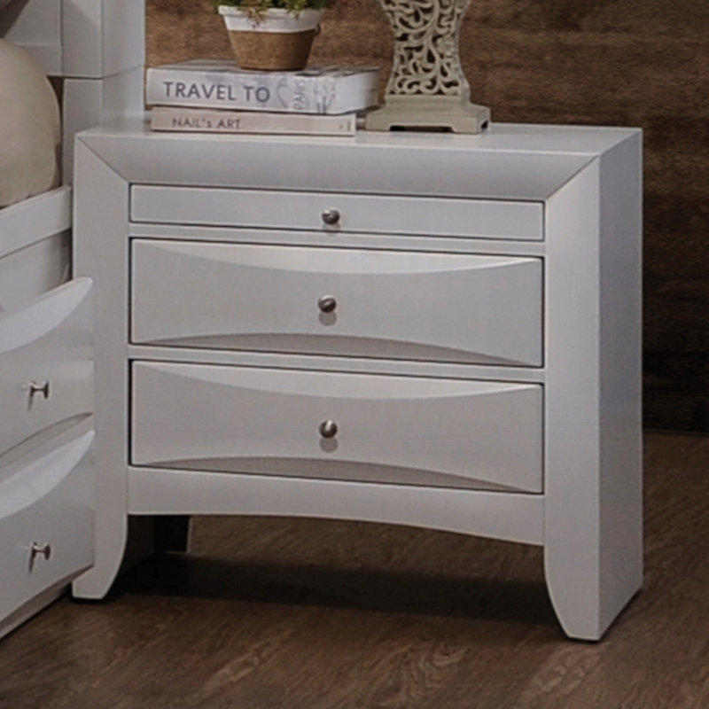 Table de chevet transitionnelle avec tiroir, Blanc