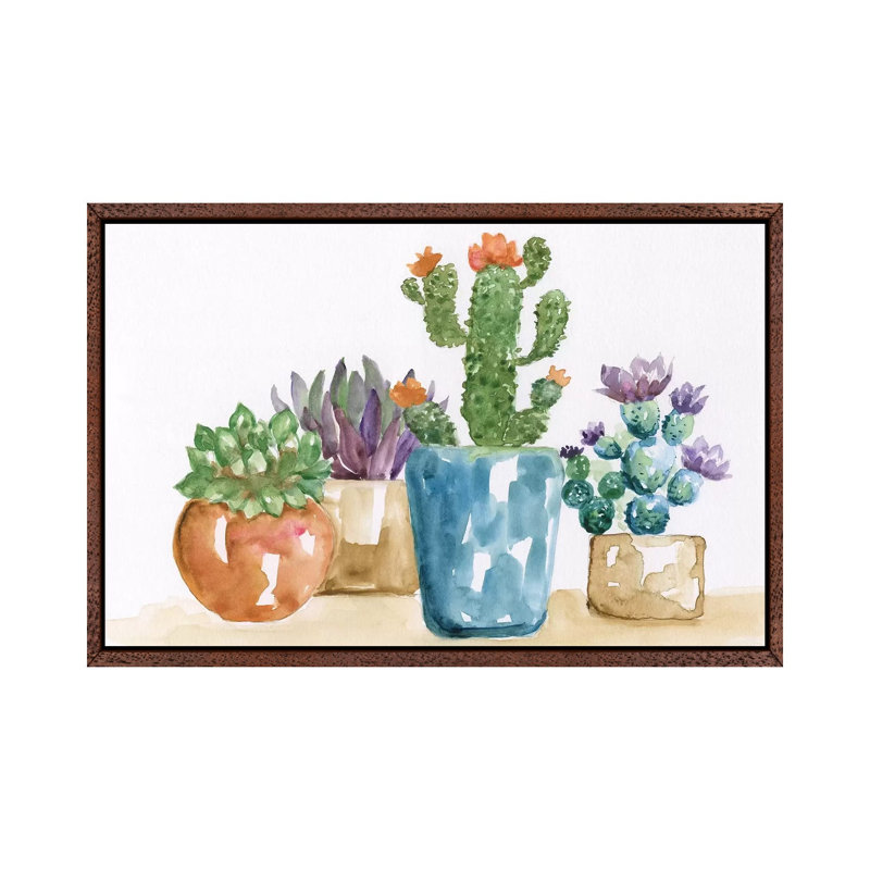Summer Succulents II - Painting on Canvas, Classic Brown Wood Framed, 152.5 cm H x 101.5 cm W