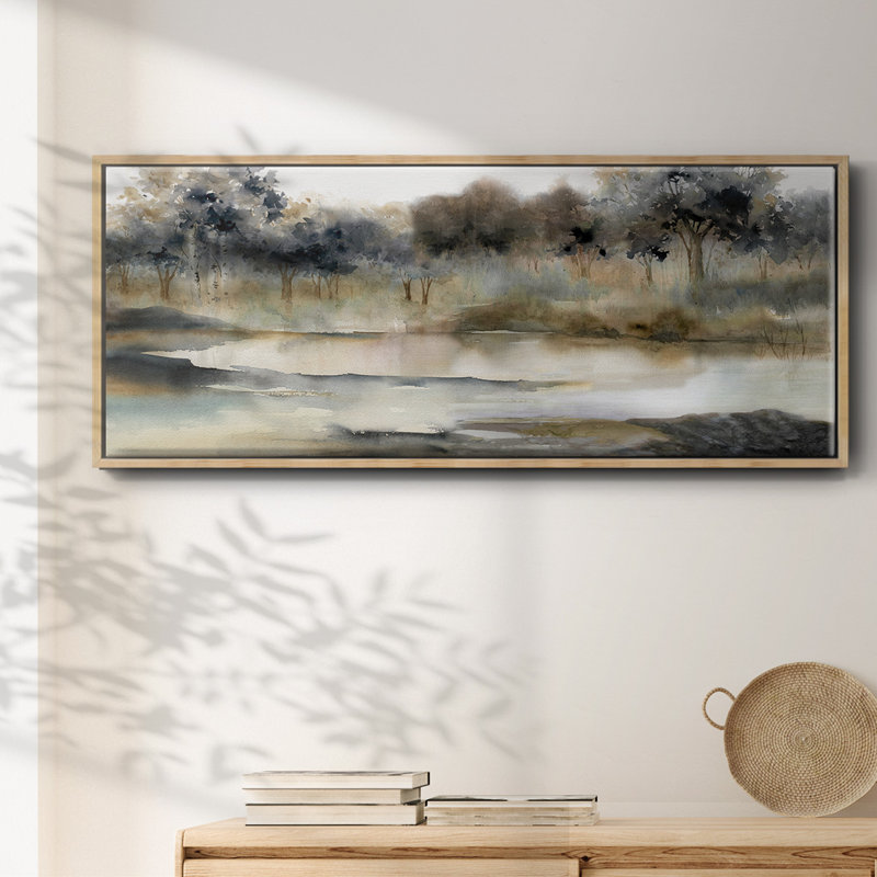 Serene River- Framed Canvas, 20" H x 50" W