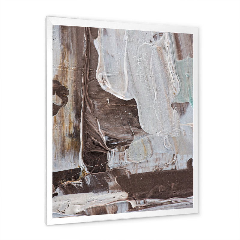 Beige brun coups de pinceau - reproduction sur toile, L 8 po x H 12 po, Cadre photo blanc
