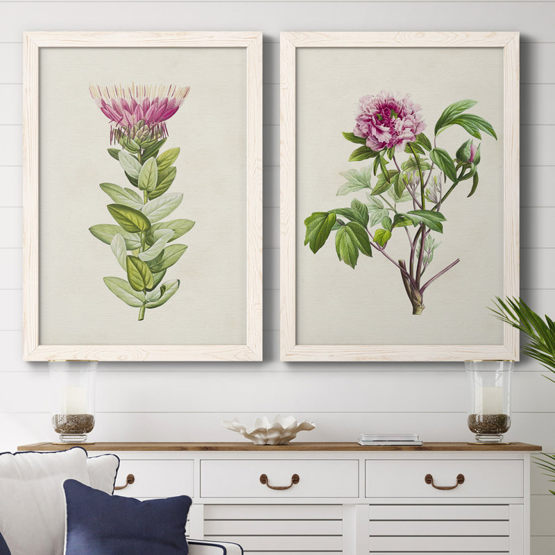 Jolie toile botanique de qualité supérieure rose prête à accrocher, H 31,5 po x l 47 po x P 1,5 po, Blanc