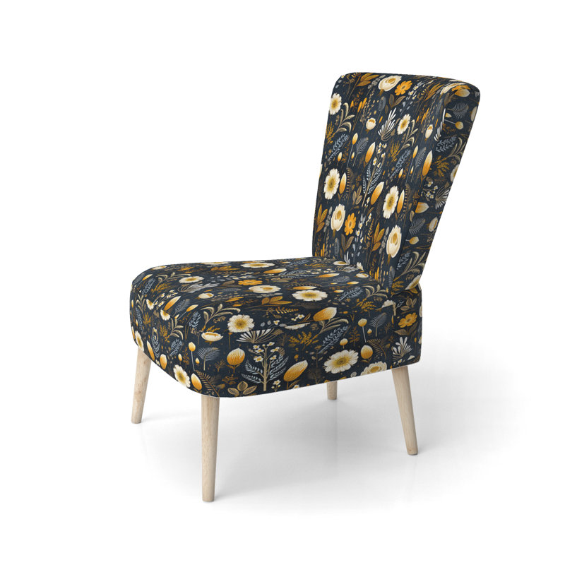 Chaise d'appoint rembourrée Elegant Yellow Country Blossum Charm
