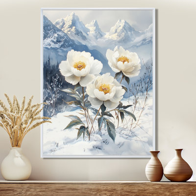 Ghulam Snow Peonies Into The Winter Landscape II - Peonies Wall Art