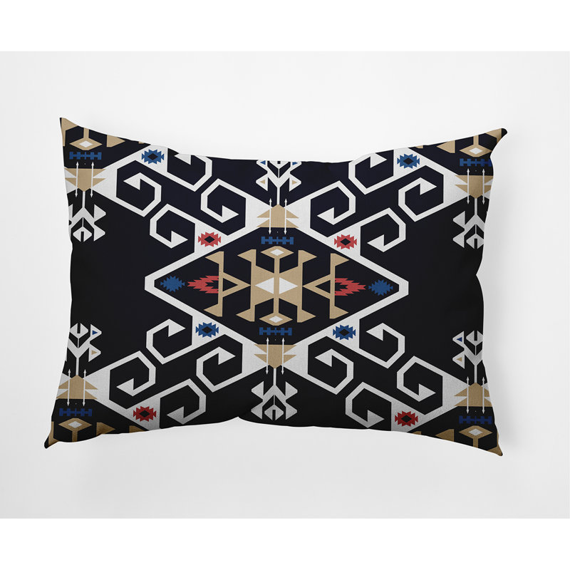 Housse et insert de coussin rectangulaire d'extérieur Jodhpur Medallion, Bleu marine